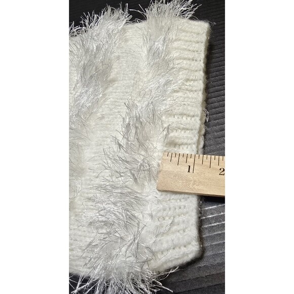 Pearl White Women's Warm Furry Slouchy Stocking Cap Hat Long Eyelash Yarn, NEW - Picture 12 of 15